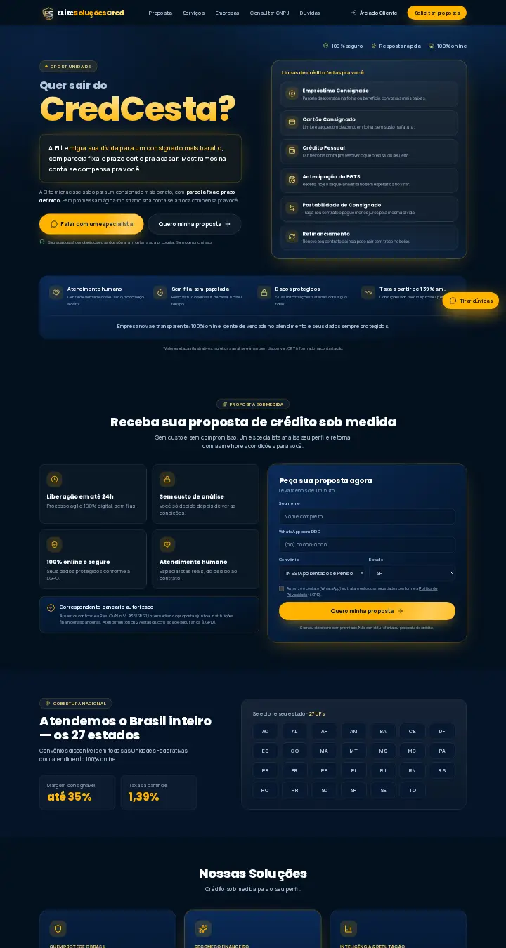 Página de Elite Soluções Cred